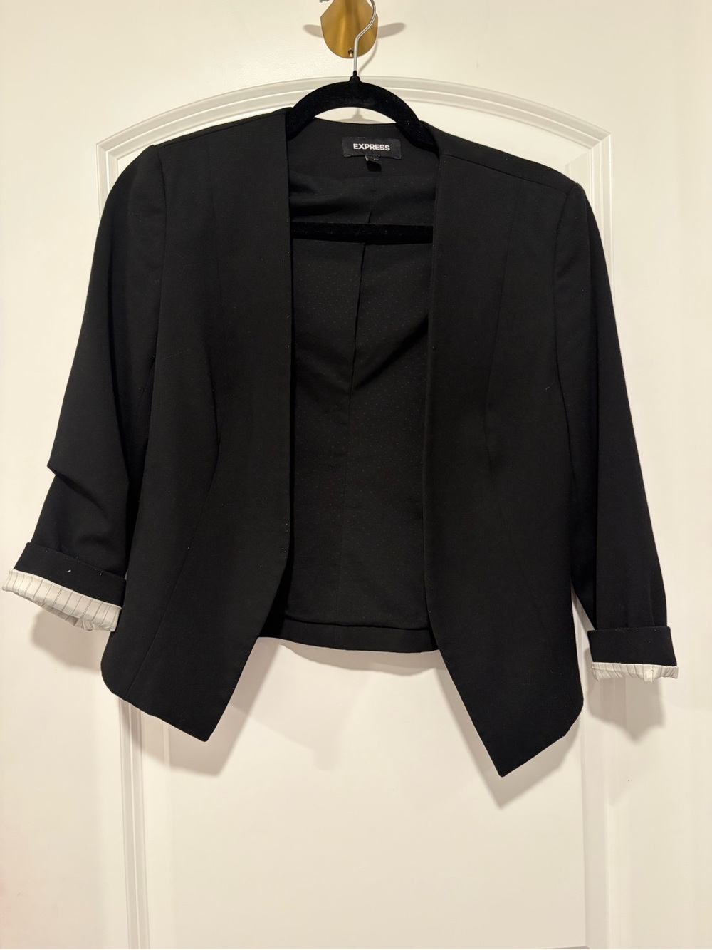 Express Black Cropped Open-Front Blazer